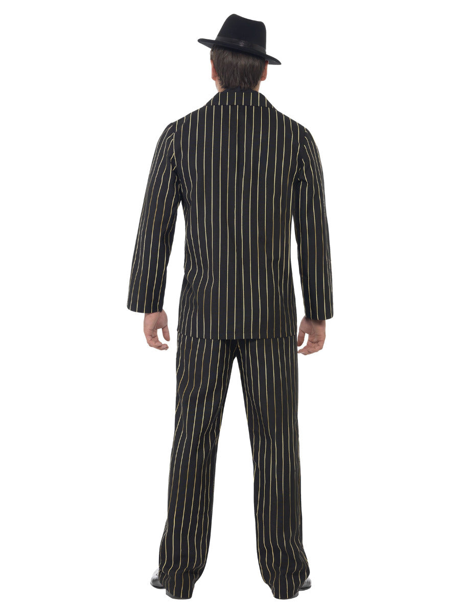 Gold Pinstripe Gangster Costume, Black - 3