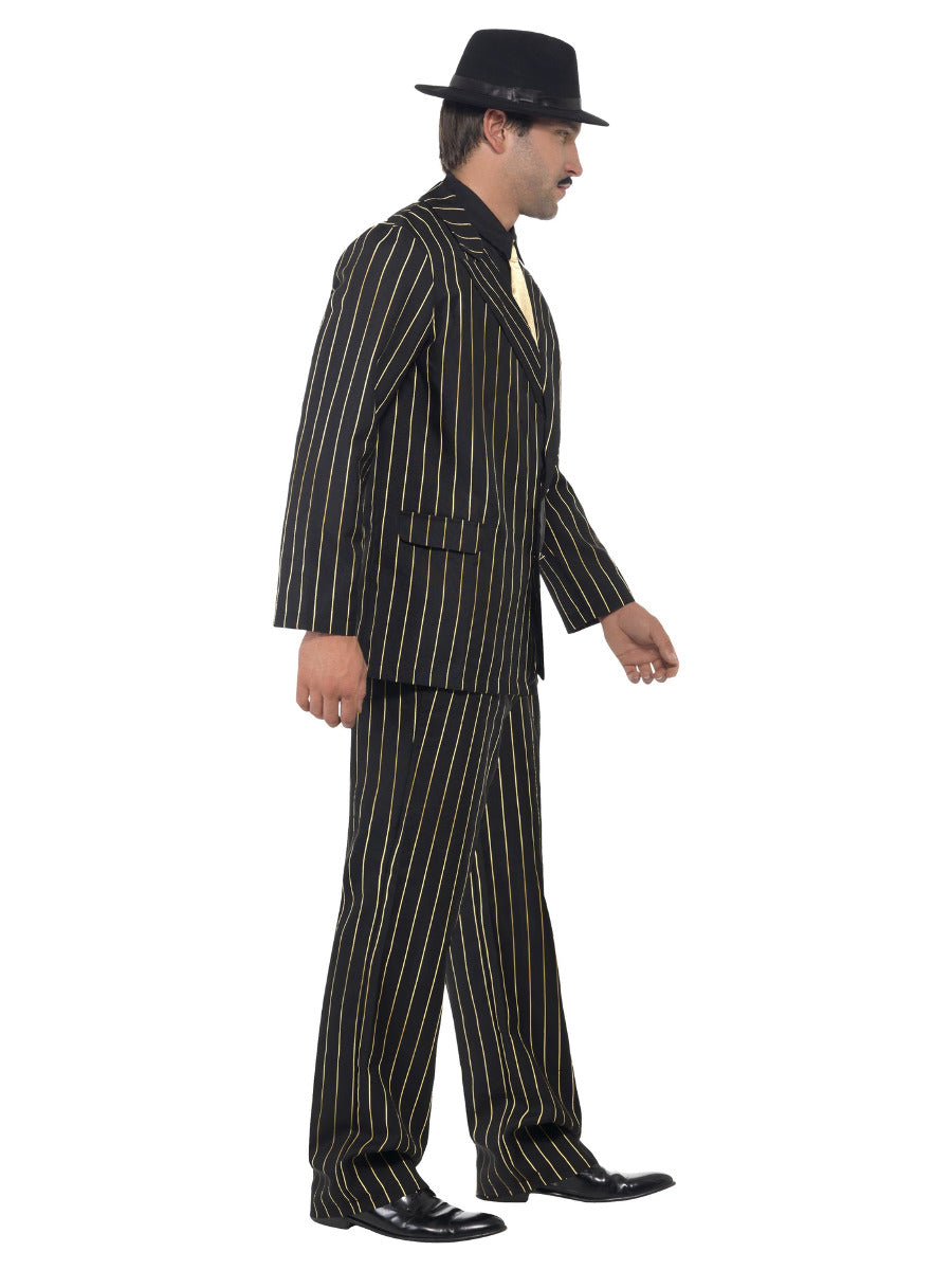 Gold Pinstripe Gangster Costume, Black - 4