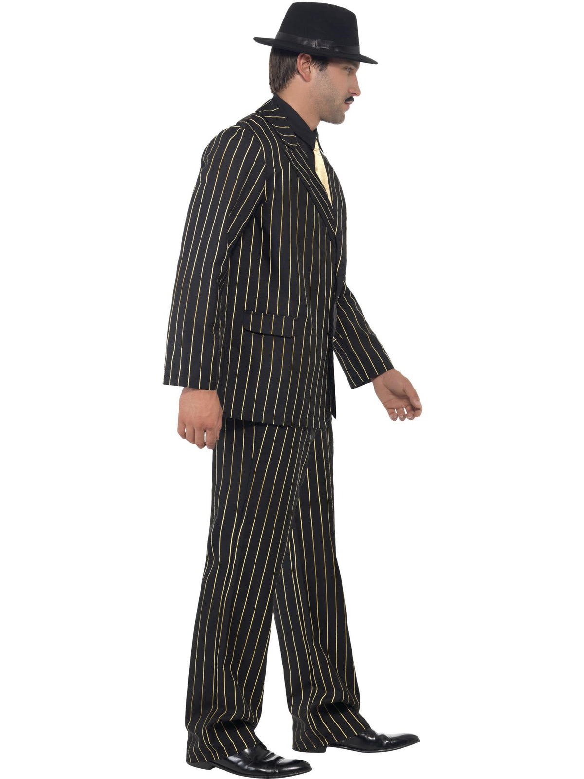 Gold Pinstripe Gangster Costume, Black 3