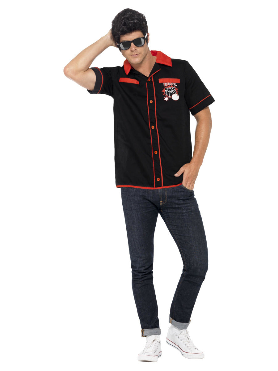 50s Bowling Shirt, Black - 1