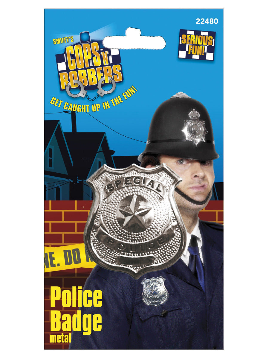 Metal Police Badge, Silver - 3