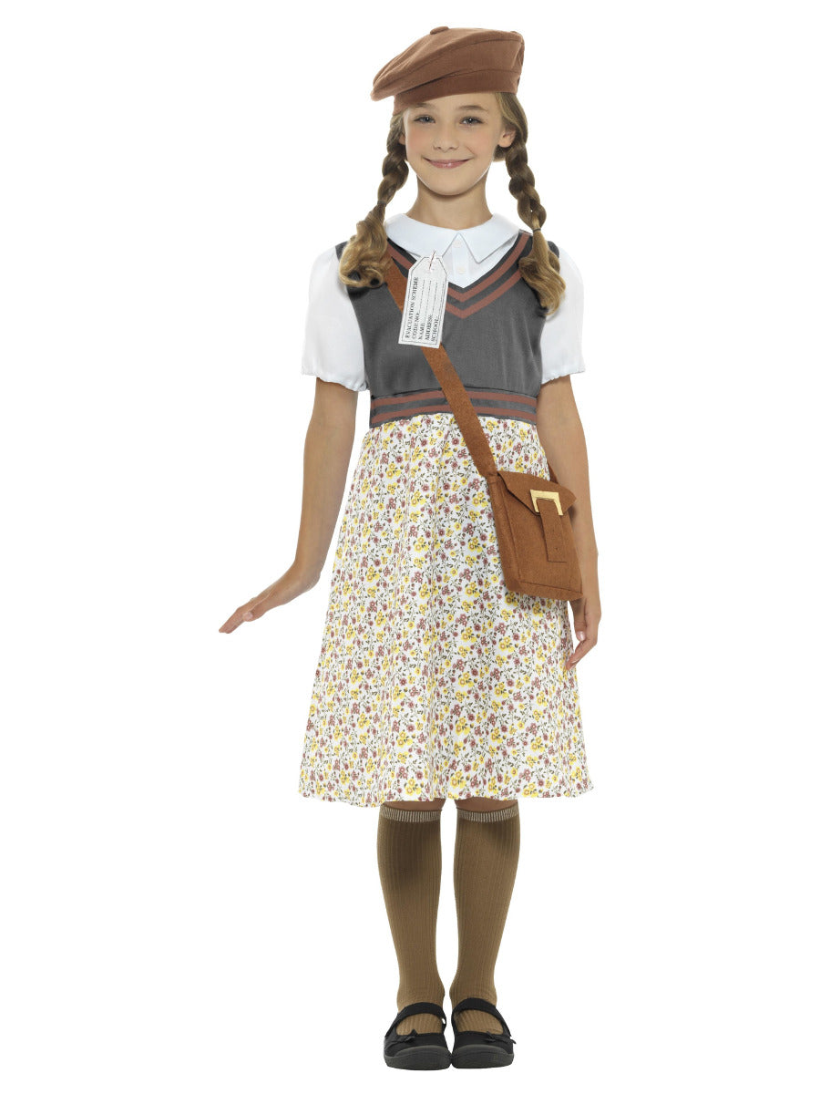 Evacuee School Girl Costume, Grey - 1