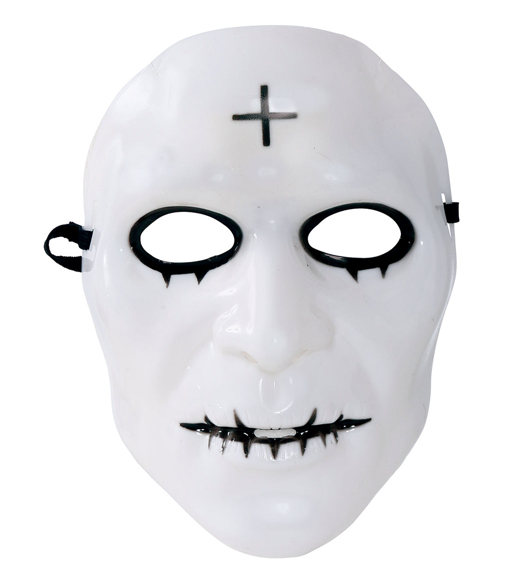 PVC WHITE MASK WITH CROSS MAN
