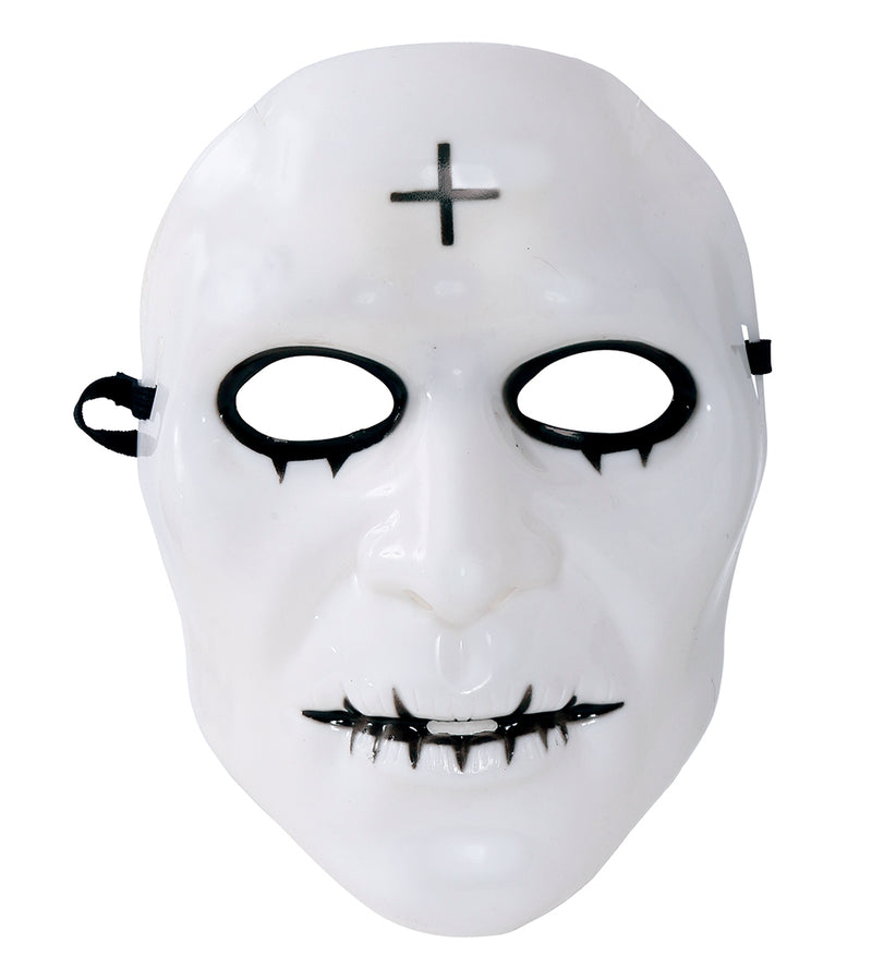 PVC WHITE MASK WITH CROSS MAN