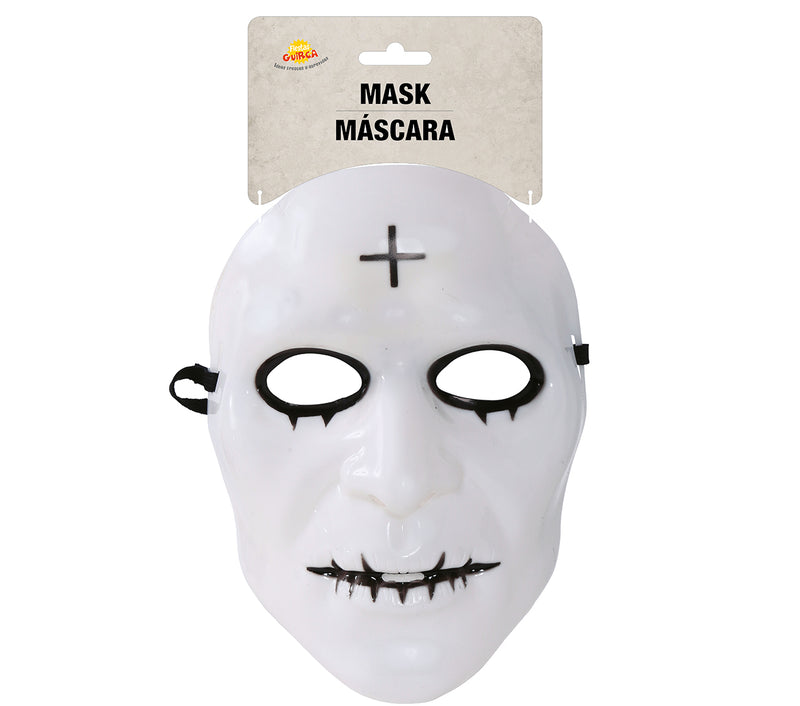 PVC WHITE MASK WITH CROSS MAN