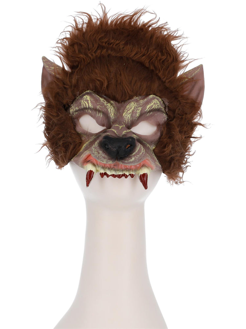 Werewolf Half Face Latex Mask, Brown 2