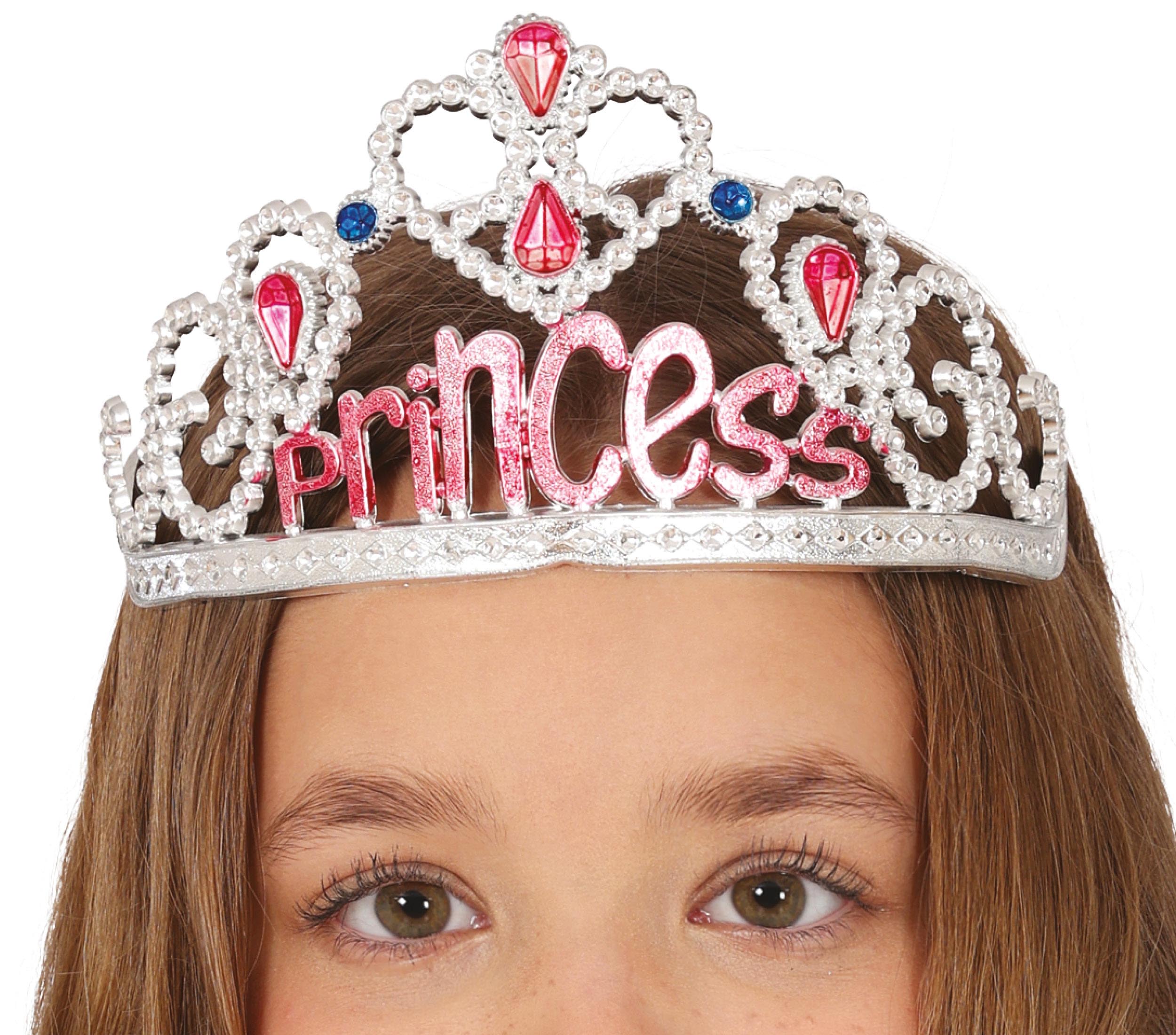 SILVER PRINCESS TIARA WITH GEMSTONES, CHILDREN