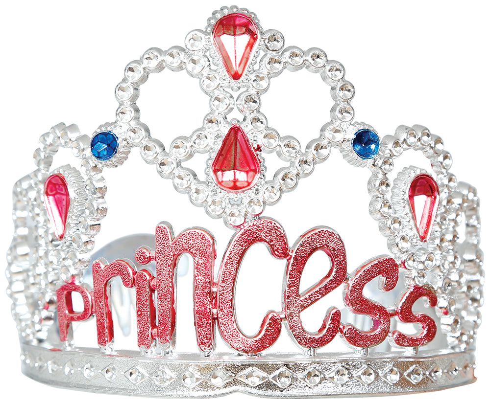 SILVER PRINCESS TIARA WITH GEMSTONES, CHILDREN