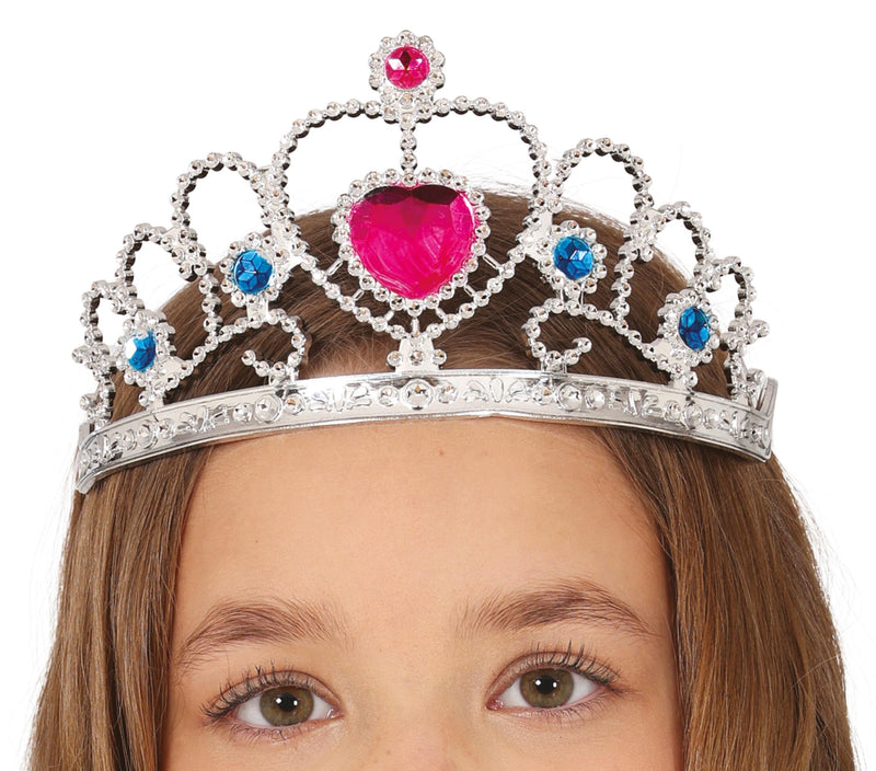 SILVER TIARA WITH PINK HEART, CHILDREN