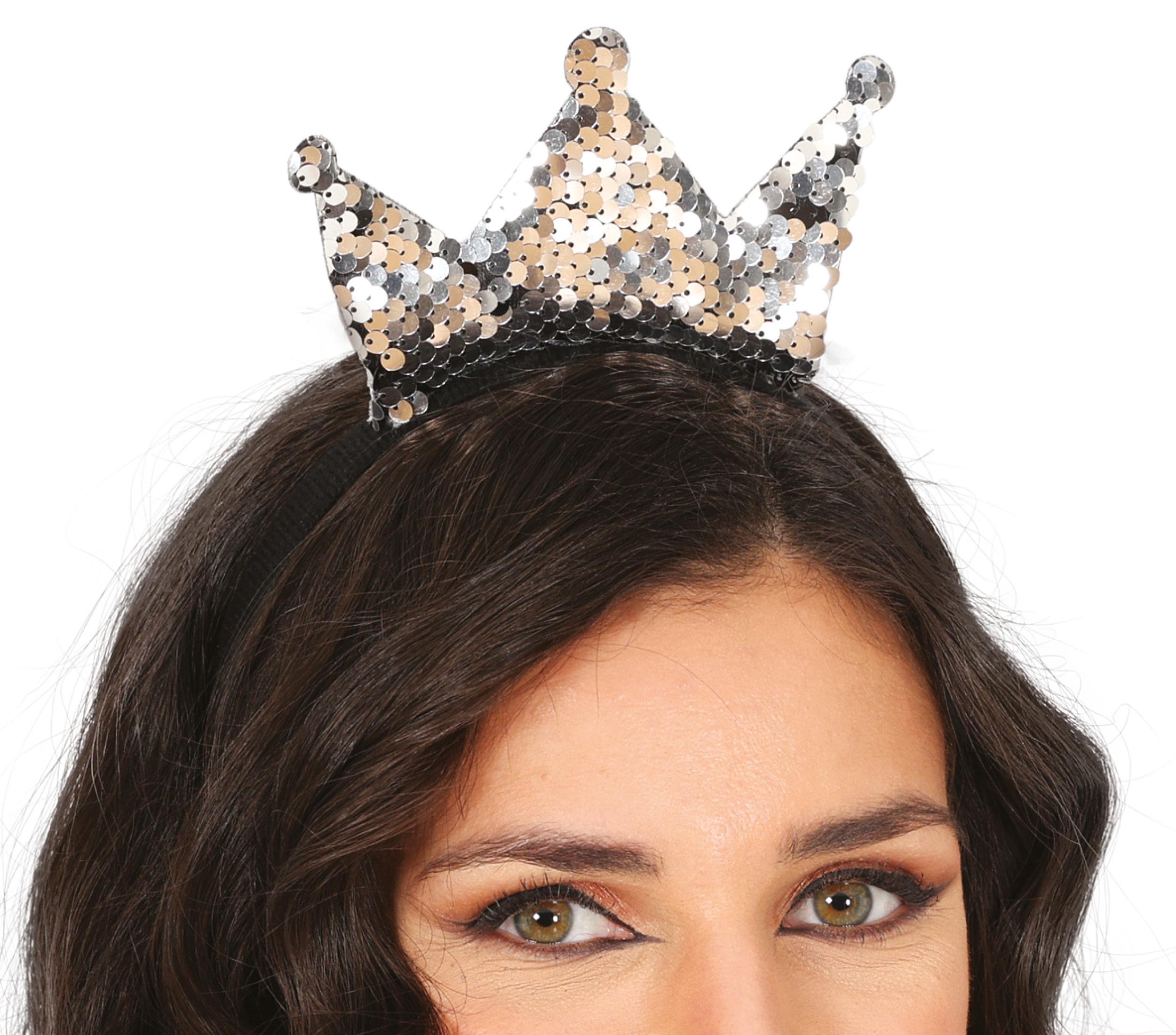 SILVER SEQUIN CROWN HEADBAND, ADULTS