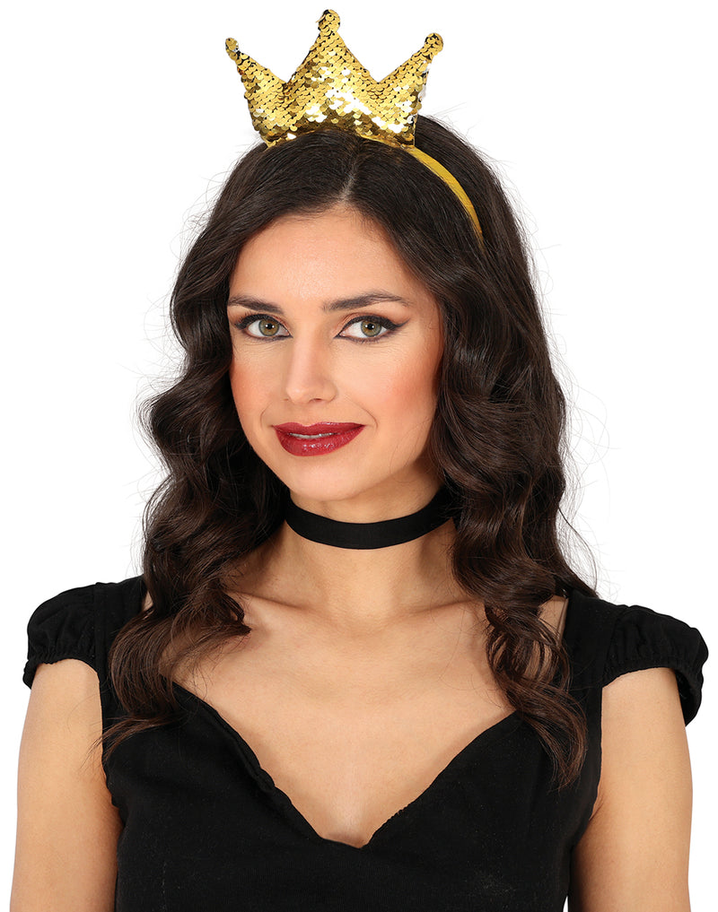 GOLD SEQUIN CROWN HEADBAND, ADULTS