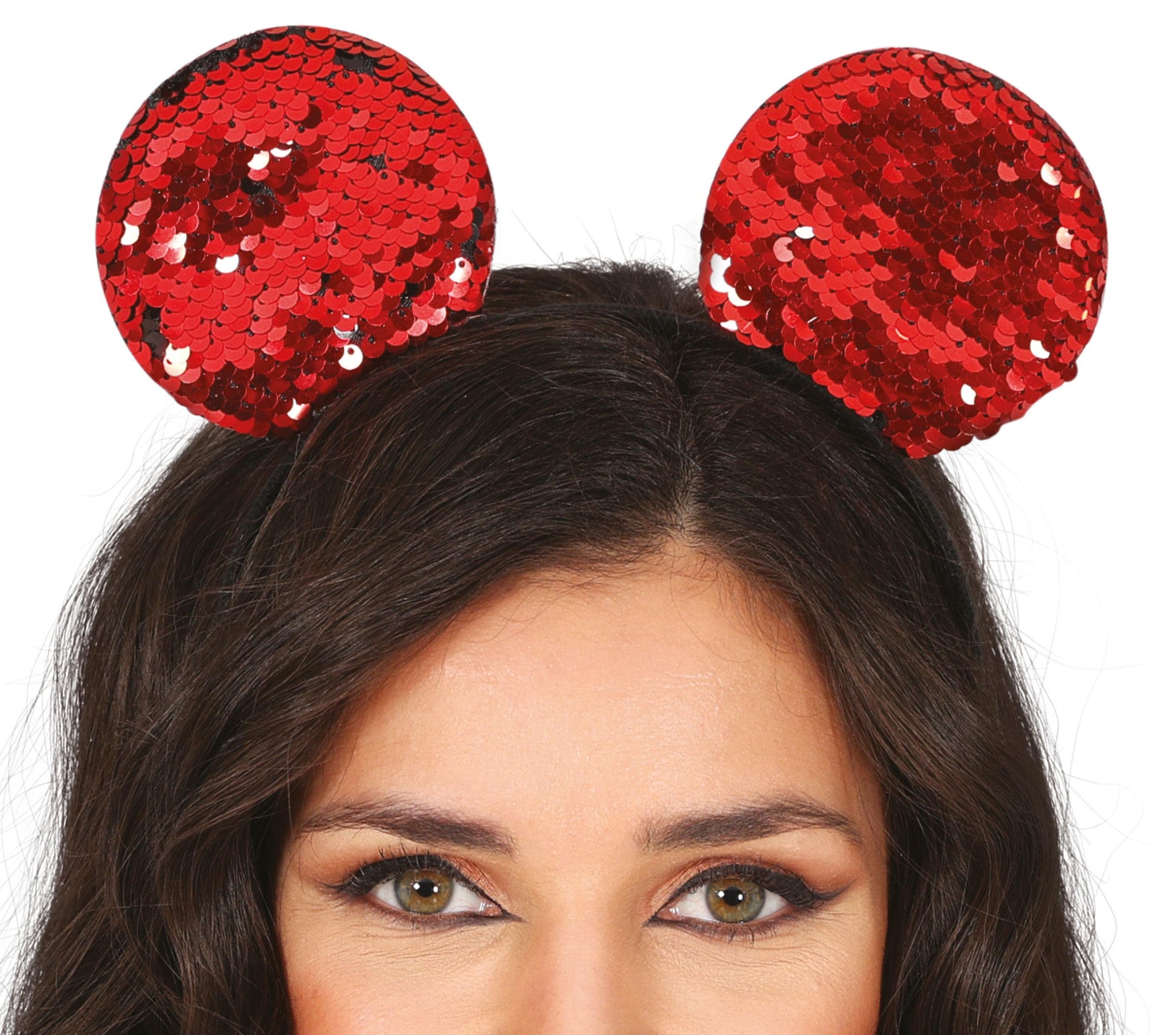 RED SEQUIN MOUSE EARS HEADBAND, ADULTS
