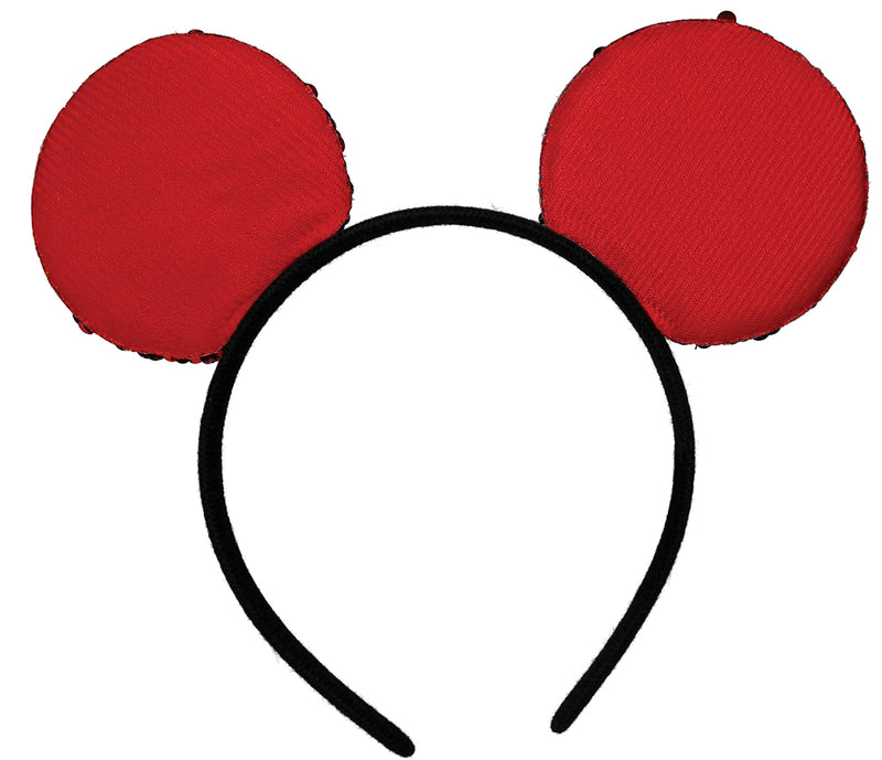 RED SEQUIN MOUSE EARS HEADBAND, ADULTS