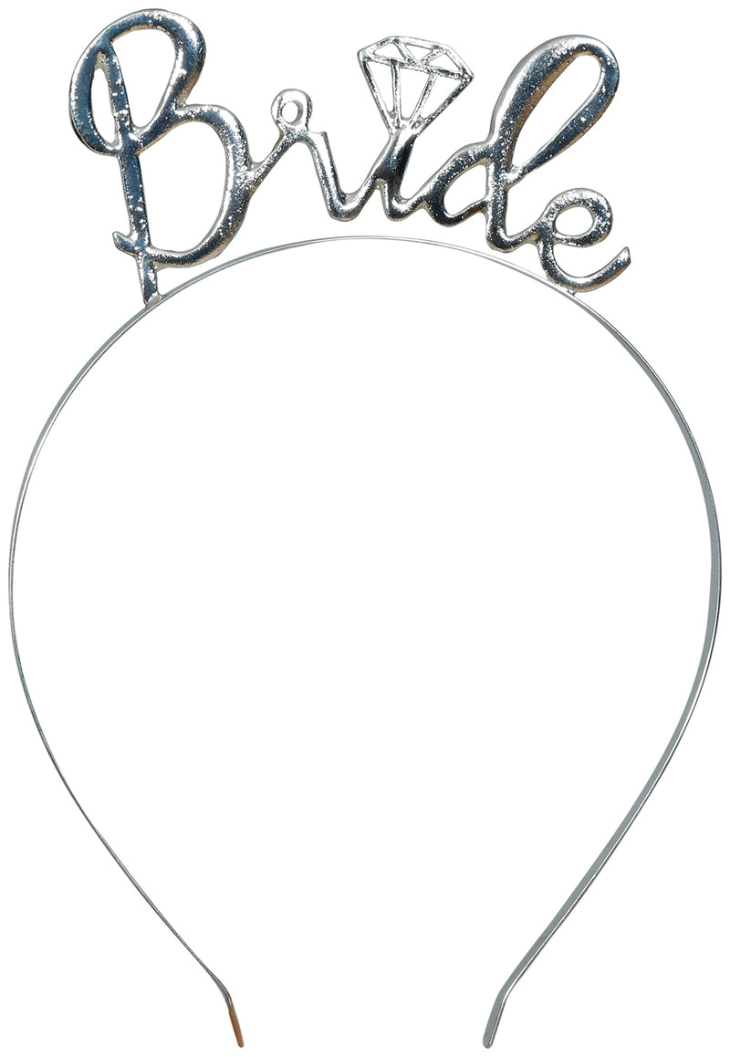 METALIC BRIDAL HEADBAND, SILVER, ADULT