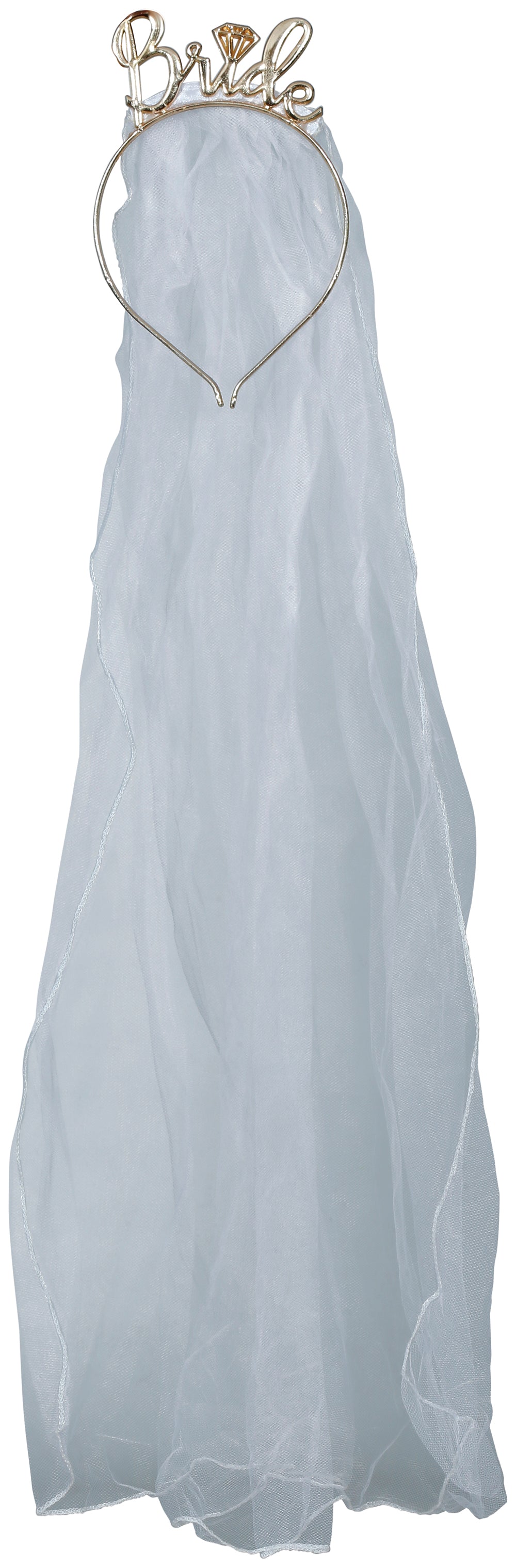 BRIDAL VEIL WITH BRIDE TIARA PLASTIC, ADULT