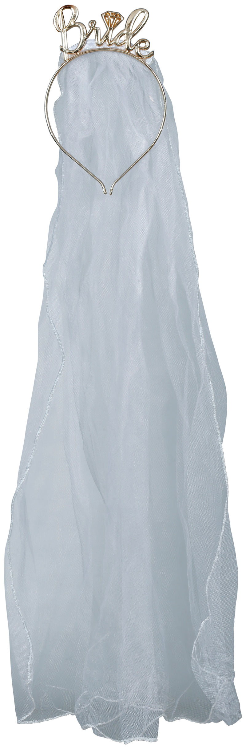 BRIDAL VEIL WITH BRIDE TIARA PLASTIC, ADULT