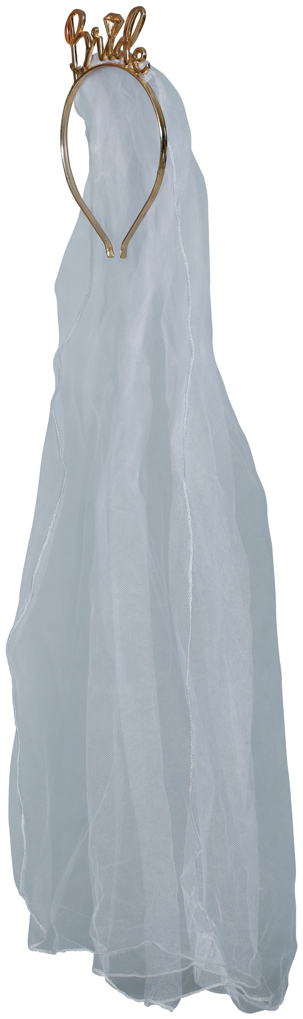 BRIDAL VEIL WITH BRIDE TIARA PLASTIC, ADULT