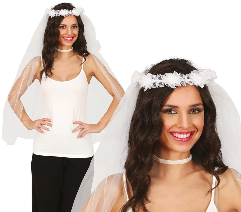BRIDAL VEIL WITH FLOWER CROWN, ADULT