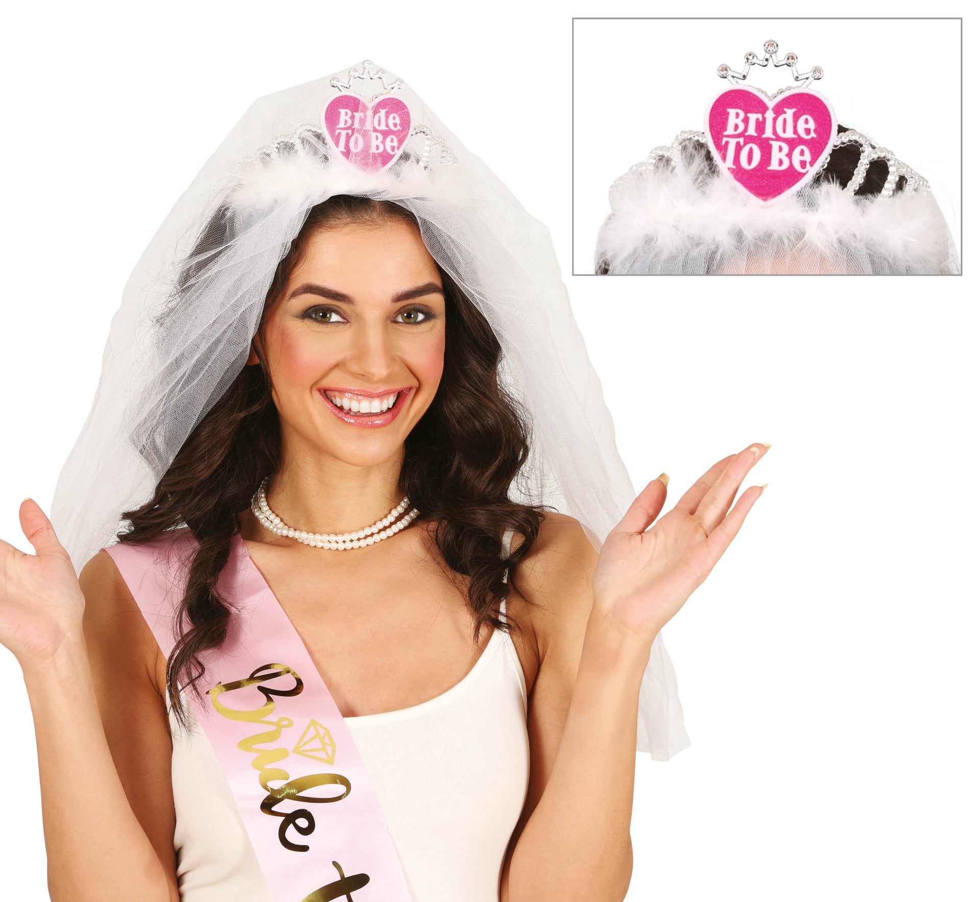 BRIDAL VEIL WITH HEART TIARA, ADULT