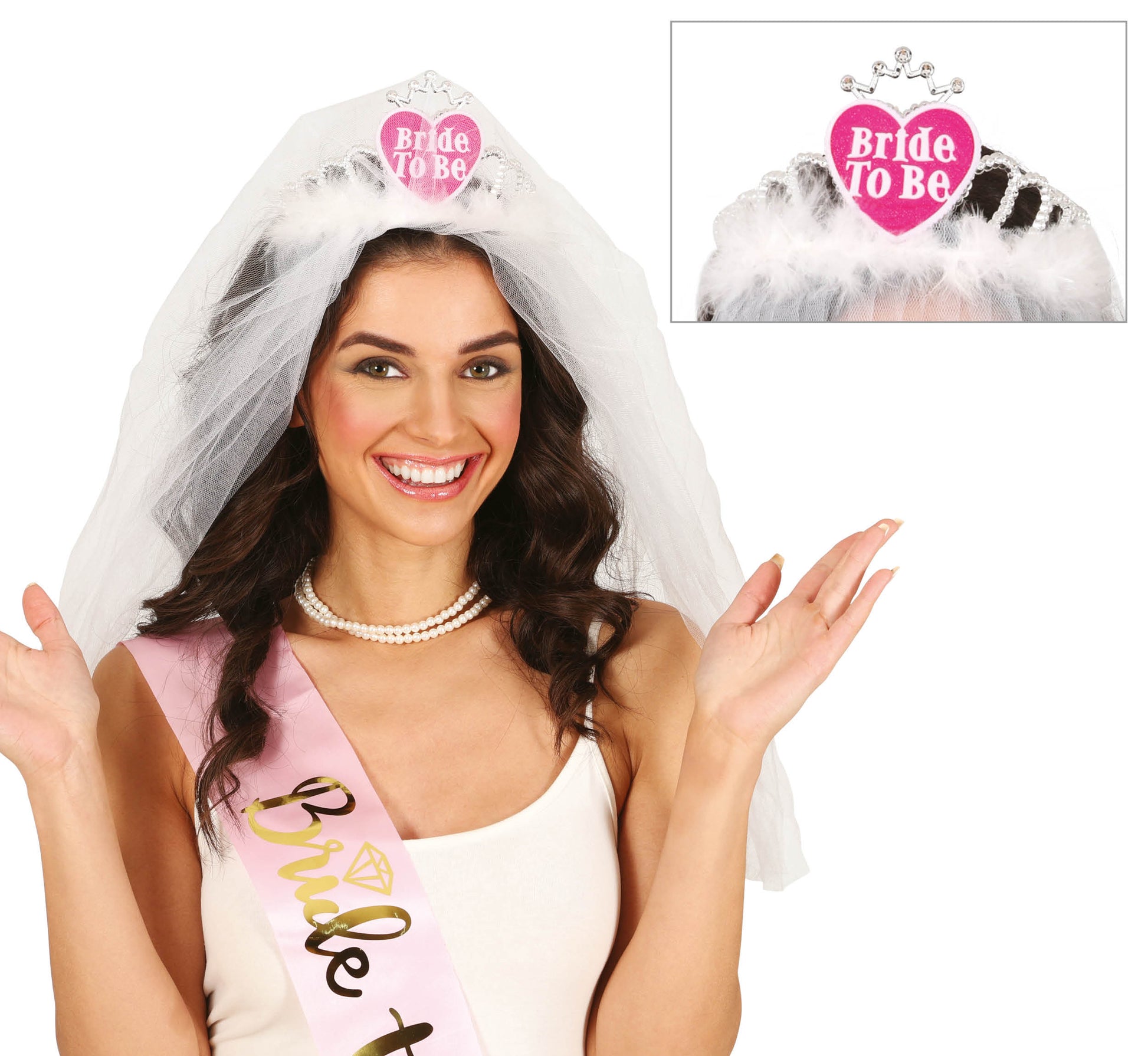 BRIDAL VEIL WITH HEART TIARA, ADULT