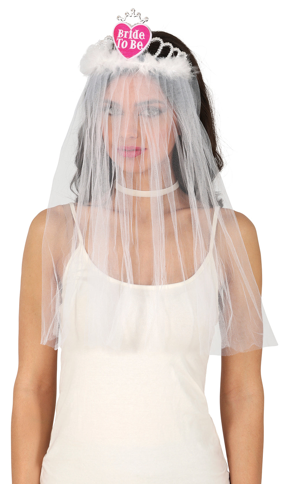 BRIDAL VEIL WITH HEART TIARA, ADULT