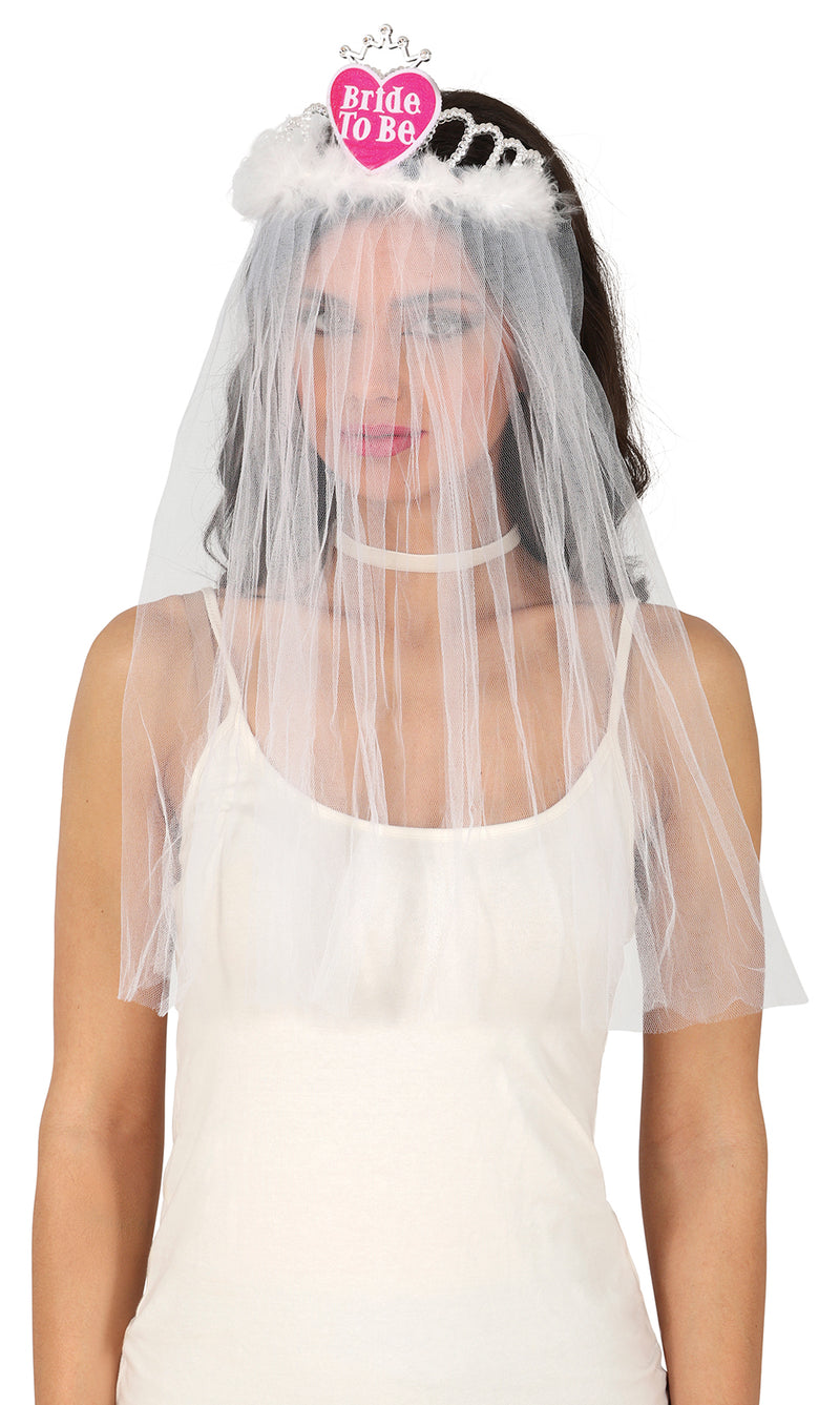 BRIDAL VEIL WITH HEART TIARA, ADULT