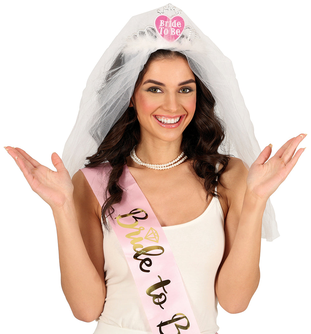 BRIDAL VEIL WITH HEART TIARA, ADULT