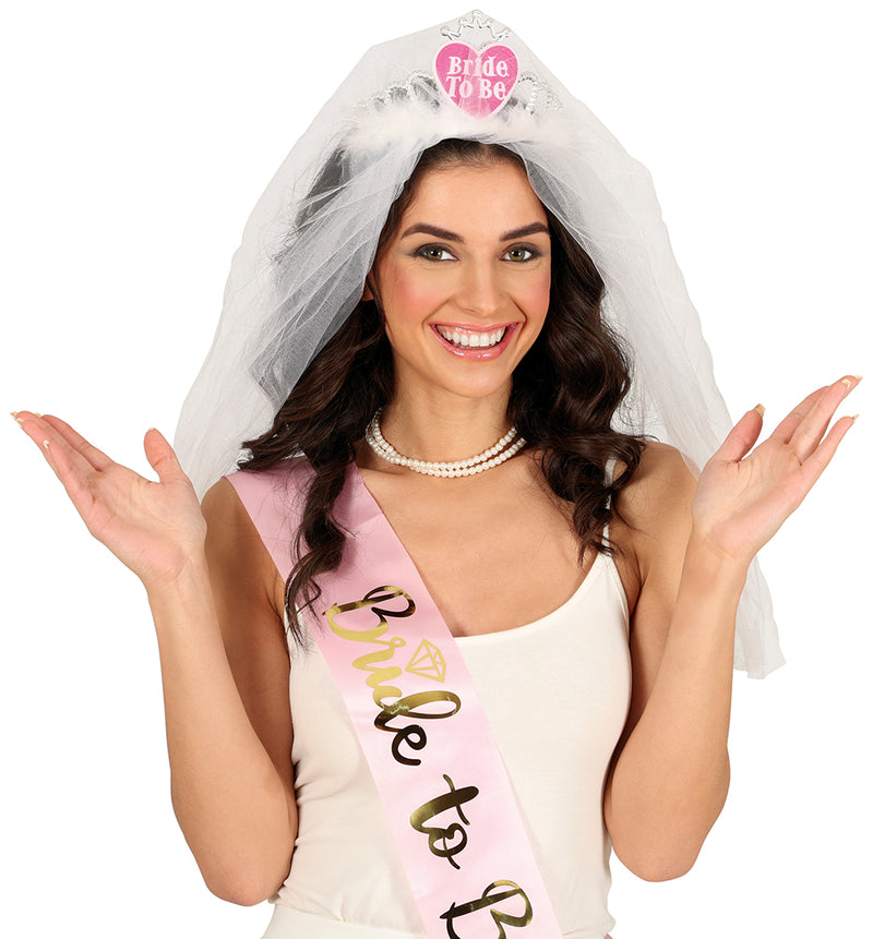 BRIDAL VEIL WITH HEART TIARA, ADULT