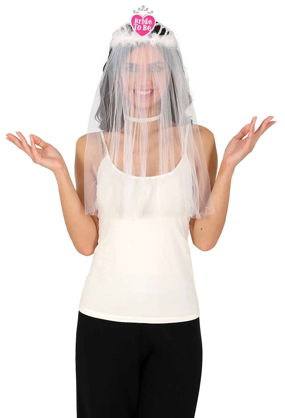 BRIDAL VEIL WITH HEART TIARA, ADULT