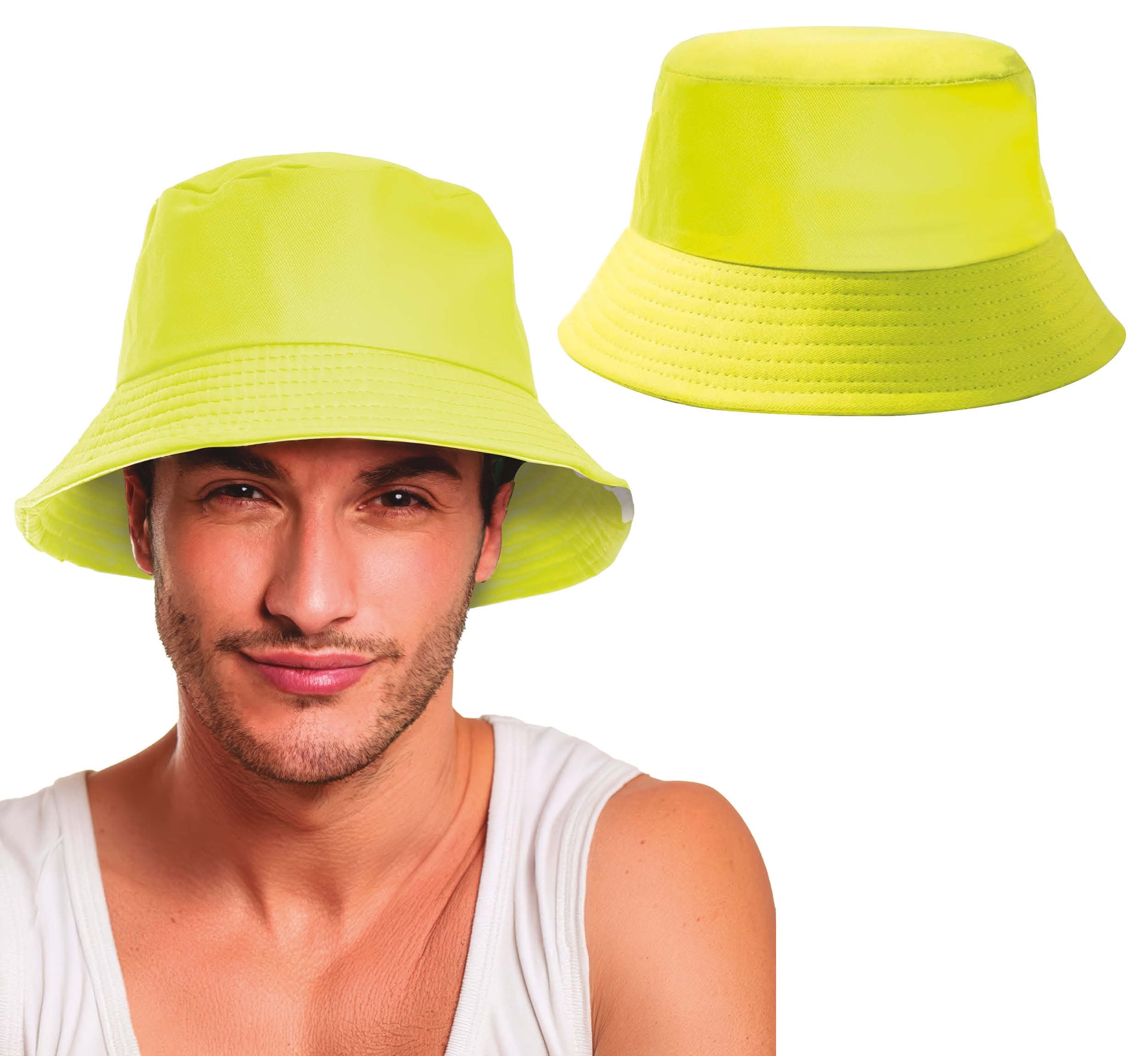 NEON YELLOW BUCKET HAT, ADULTS