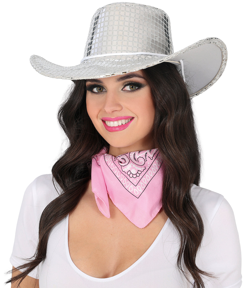 80S SILVER DISCO COWBOY HAT, ADULT