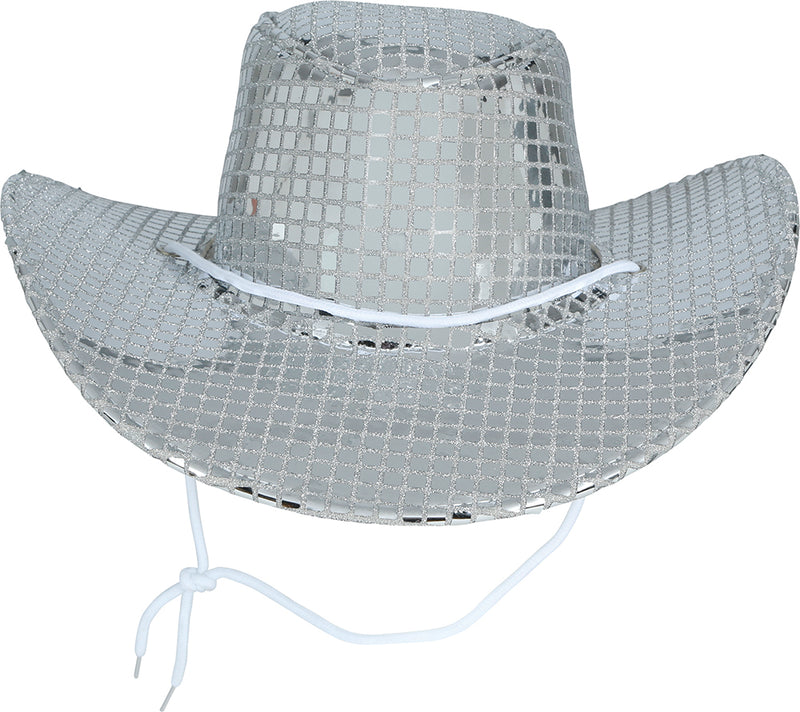 80S SILVER DISCO COWBOY HAT, ADULT