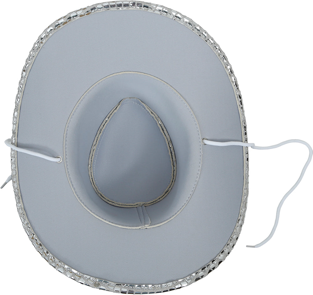 80S SILVER DISCO COWBOY HAT, ADULT
