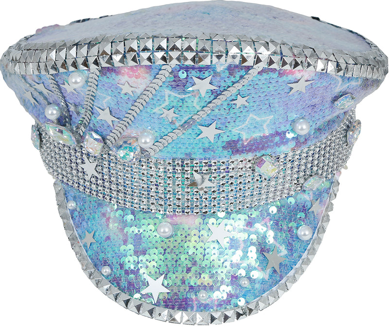 POLICE BLUE HAT WITH PEARLS, ADULT