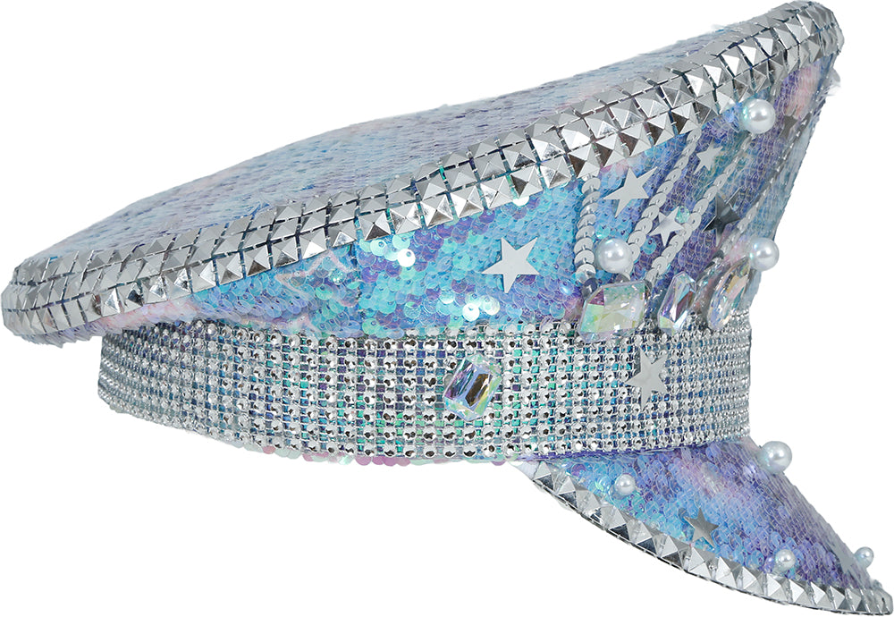 POLICE BLUE HAT WITH PEARLS, ADULT