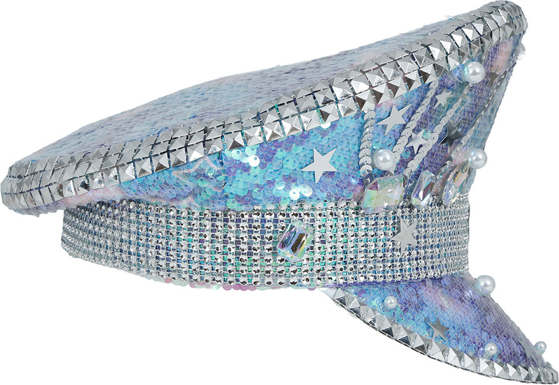 POLICE BLUE HAT WITH PEARLS, ADULT