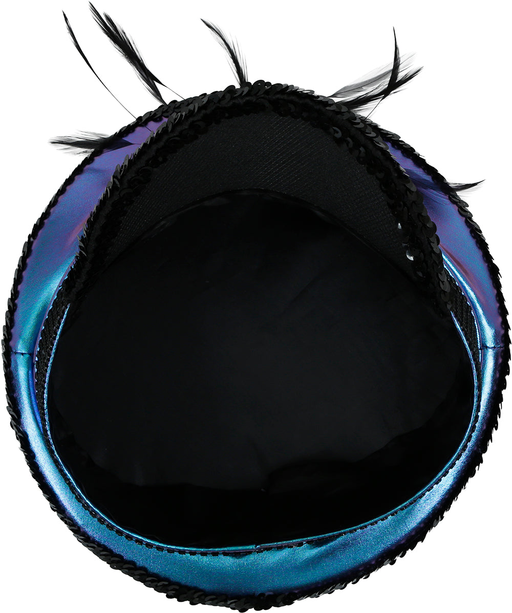 POLICE PURPLE HAT WITH FEATHERS, ADULT
