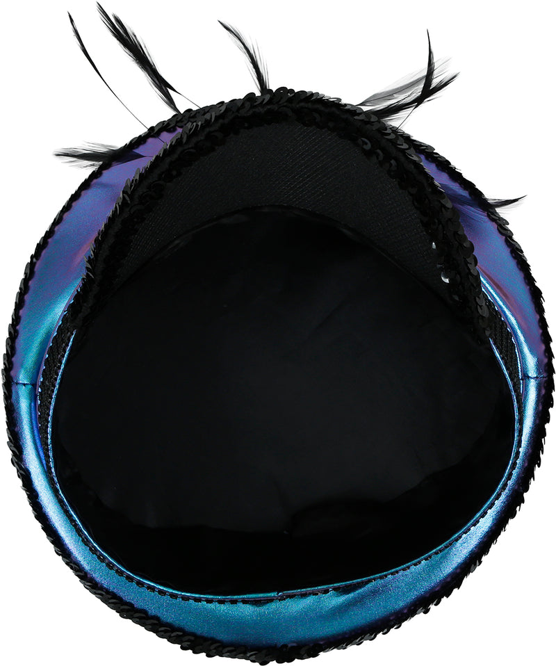 POLICE PURPLE HAT WITH FEATHERS, ADULT