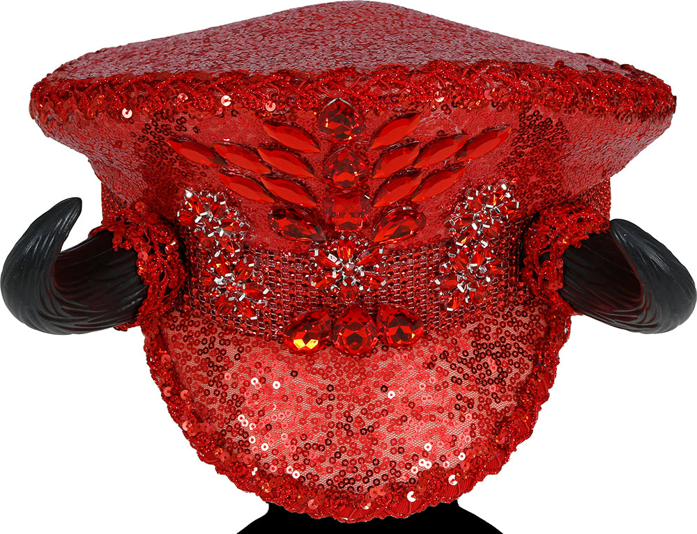 POLICE RED HAT WITH HORNS, ADULT