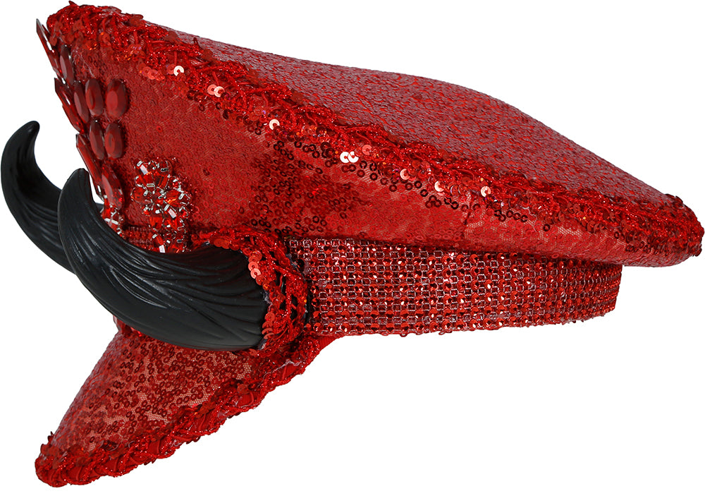 POLICE RED HAT WITH HORNS, ADULT