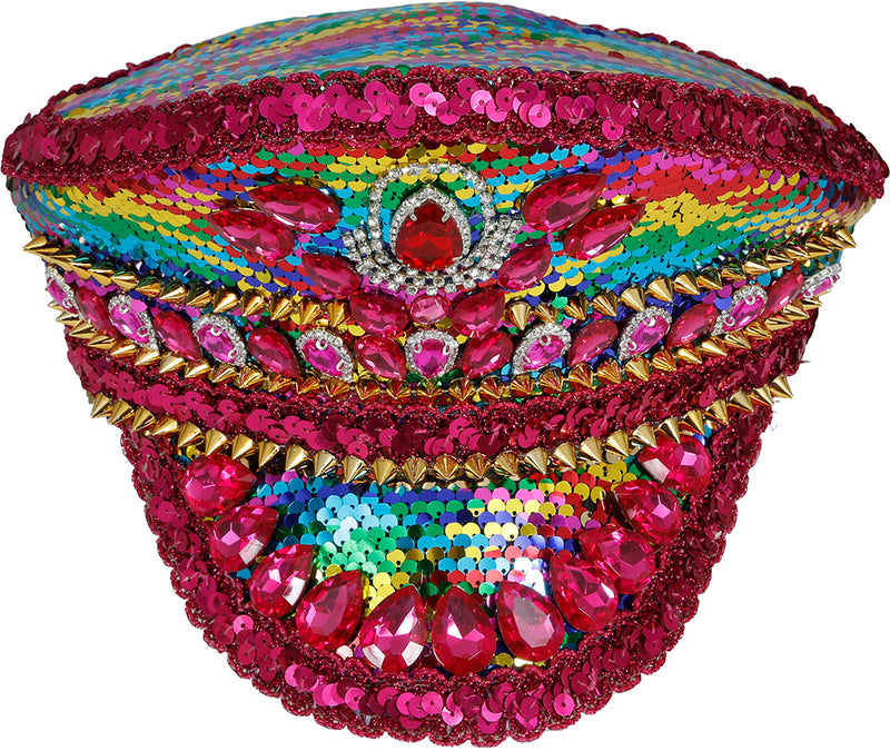 POLICE PINK HAT WITH MULTICOLOR STONES, ADULT