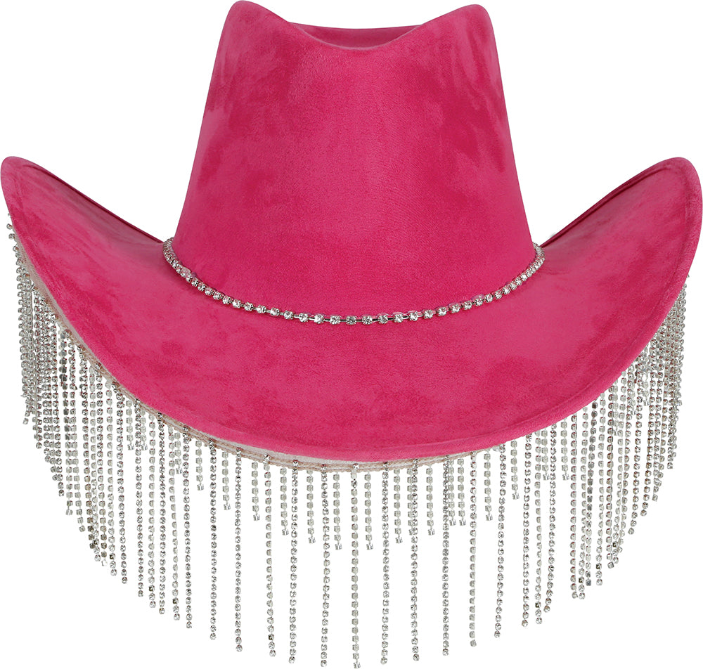 PINK COWBOY HAT WITH HQ BEADED FRINGE, ADULT