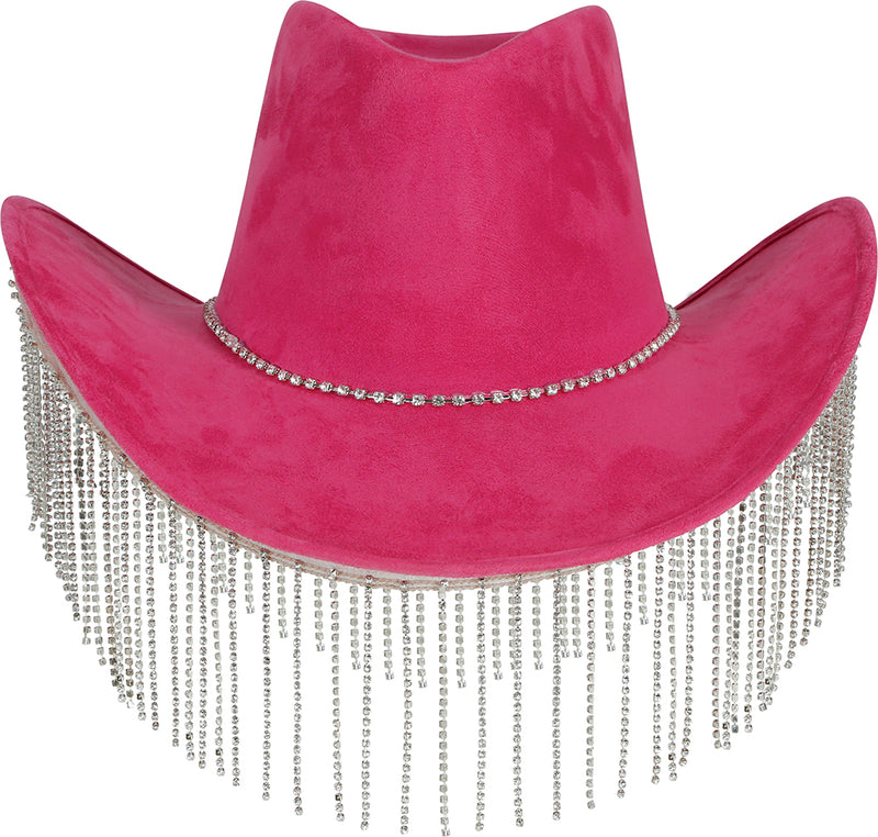 PINK COWBOY HAT WITH HQ BEADED FRINGE, ADULT