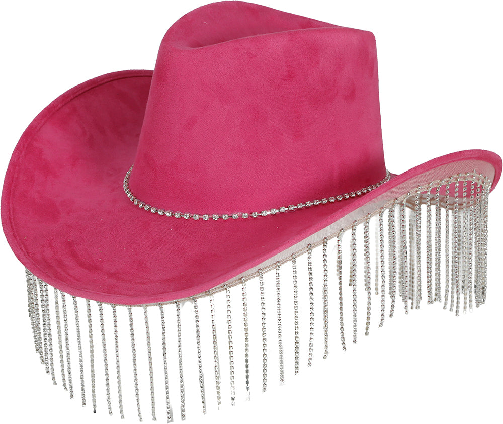 PINK COWBOY HAT WITH HQ BEADED FRINGE, ADULT