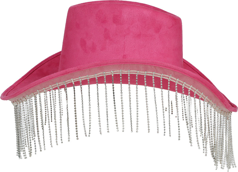PINK COWBOY HAT WITH HQ BEADED FRINGE, ADULT