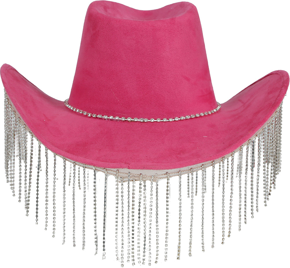 PINK COWBOY HAT WITH HQ BEADED FRINGE, ADULT