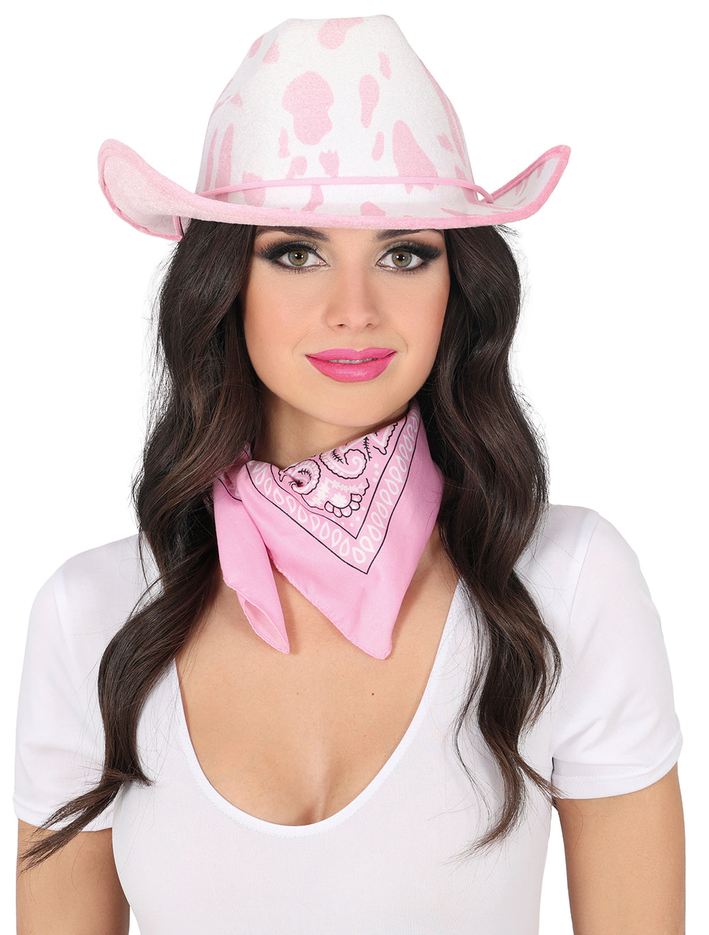 WHITE AND PINK COWBOY HAT, ADULT