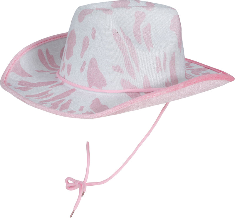 WHITE AND PINK COWBOY HAT, ADULT