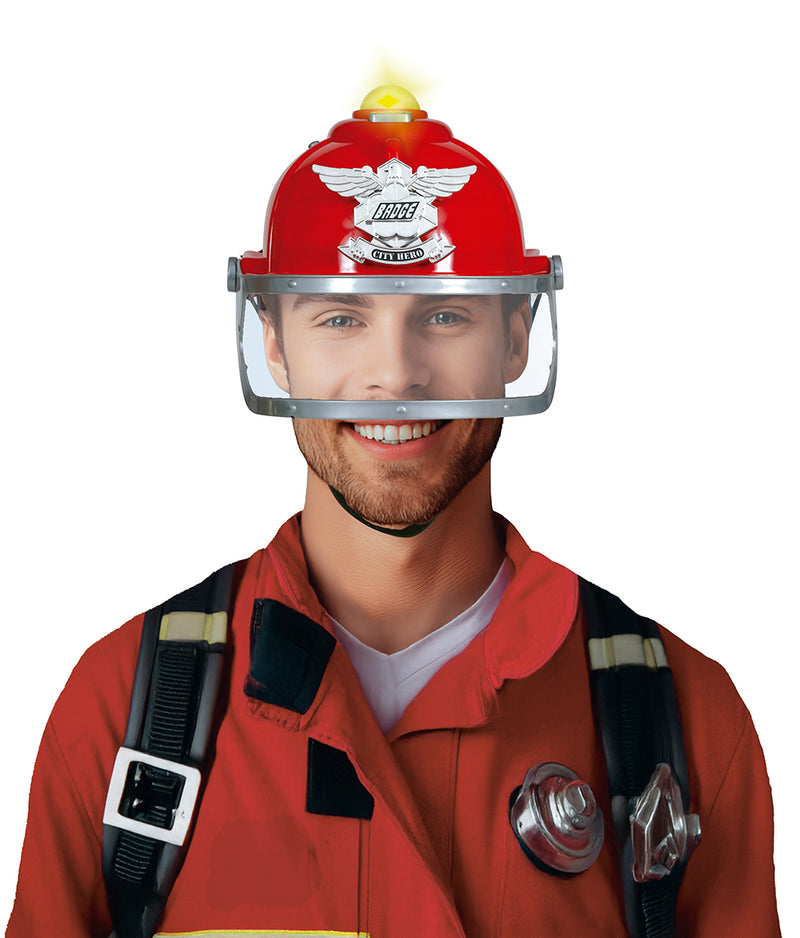 FIREFIGHTER HELMET WITH SIREN AND LIGHT, ADULT
