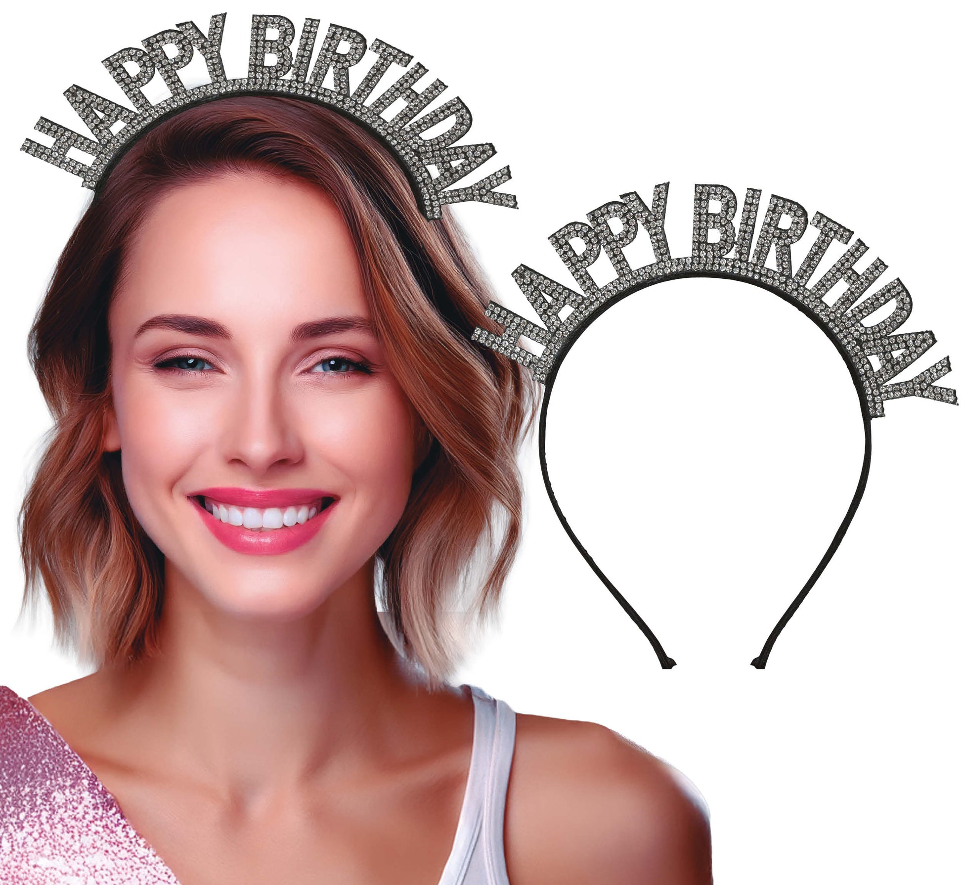 HAPPY BIRTHDAY SILVER HEADBAND